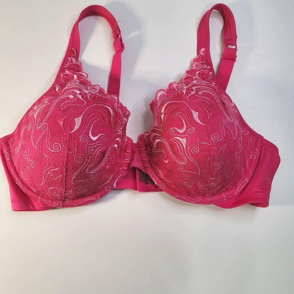 Playtex 42C Pink Embroidered Mesh Bra Underwire Full Coverage